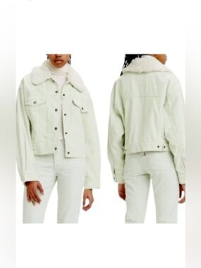 Levi’s Jacket NWT Sherpa Baby Cropped Baggy Trucker meadow mist color size 2X